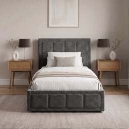 Velvet Ottoman Storage Bed - End Lift Ottoman Bed Frame - thumbnail 5
