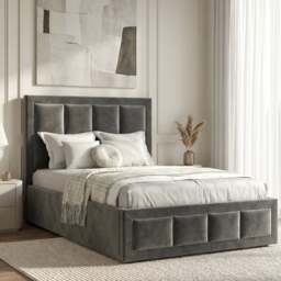 Velvet Ottoman Storage Bed - End Lift Ottoman Bed Frame