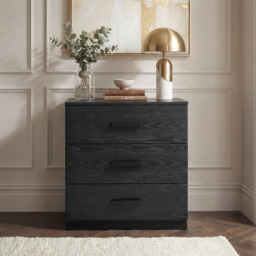 Blythe 3 Piece Bedroom Furniture Set - Black, Wardrobe & Drawers - thumbnail 3