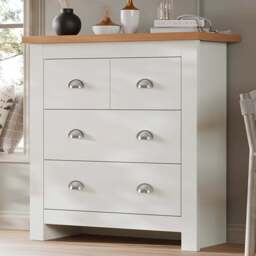 3 Drawer Chest of Drawers - Shaker Style Oak Top & Twin Drawers