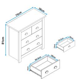 3 Drawer Chest of Drawers - Shaker Style Oak Top & Twin Drawers - thumbnail 3