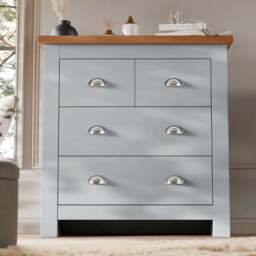3 Drawer Chest of Drawers - Shaker Style Oak Top & Twin Drawers - thumbnail 6