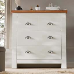 3 Drawer Chest of Drawers - Shaker Style Oak Top & Twin Drawers - thumbnail 2