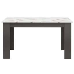 4-6 Seater Dining Table and Chairs Set, - White Marble Effect - thumbnail 3