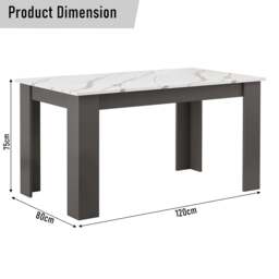 4-6 Seater Dining Table and Chairs Set, - White Marble Effect - thumbnail 4