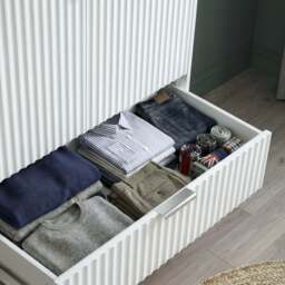 Fluted Painted 2 Door Wardrobe With Drawers and Hanging Rail - thumbnail 5