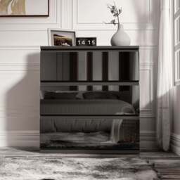 High Gloss 4 Piece Bedroom Set - Wardrobe & Chest of Drawers - thumbnail 3