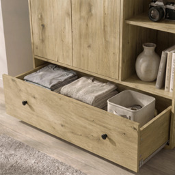 Kids Triple Wardrobe with Drawer & Open Shelves - Oak Effect - thumbnail 5
