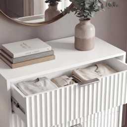 Tall 5 Drawer Chest of Drawers Fluted Design Painted Finish - thumbnail 5