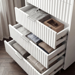 Tall 5 Drawer Chest of Drawers Fluted Design Painted Finish - thumbnail 3