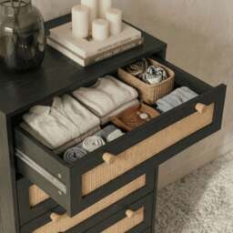 Wovena Black Rattan 5 Drawer Tallboy Chest of Drawers - thumbnail 5