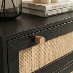 Wovena Black Rattan 5 Drawer Tallboy Chest of Drawers by Dream Home Store |  uFurnish.com