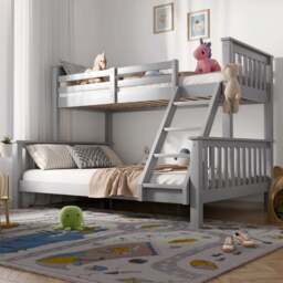 Triple Bunk Bed - Double Bunk Beds for Kids & Adults - Grey