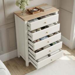 Haven White Tall 5 Chest of Drawers - Painted Bedroom Drawers - thumbnail 3