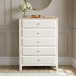 Haven White Tall 5 Chest of Drawers - Painted Bedroom Drawers - thumbnail 2