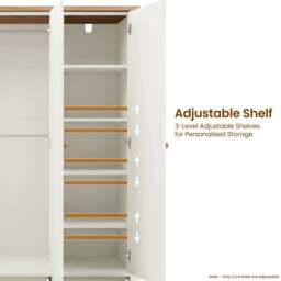 Linra 3 Door Wardrobe With Drawers and Shelves - White Painted - thumbnail 5