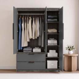 Skova 3 Door Wardrobe with Drawers and Shelves - thumbnail 2