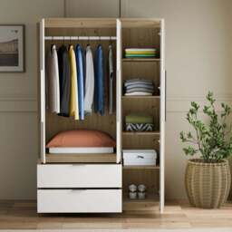 Skova 3 Door Wardrobe with Drawers and Shelves & Clothes Rail - thumbnail 2