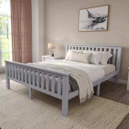 King Size Wooden Bed Frame - Grey