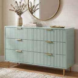 Flutrina Painted 6 Drawer Wide Chest of Drawers Bedroom Dresser - Sage Green