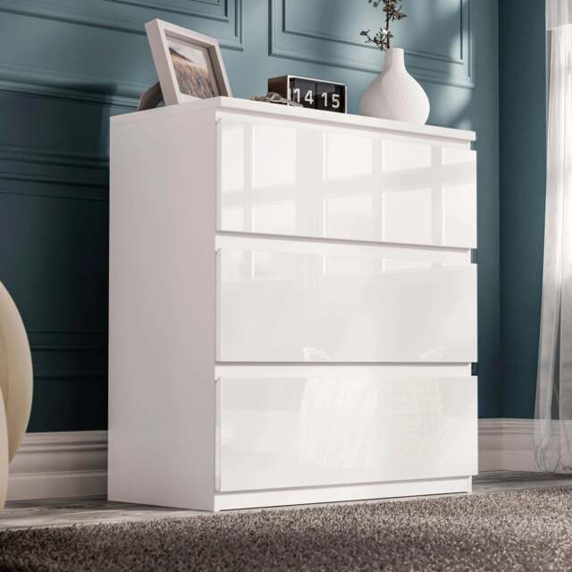 High Gloss 3 Drawer Chest - Small Chest of Drawers - image 1