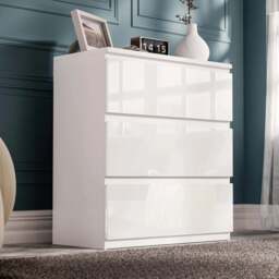 High Gloss 3 Drawer Chest - Small Chest of Drawers - thumbnail 1