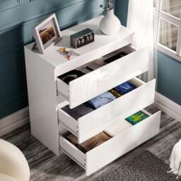 High Gloss 3 Drawer Chest - Small Chest of Drawers - thumbnail 3