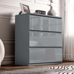 High Gloss 3 Drawer Chest - Small Chest of Drawers - thumbnail 6