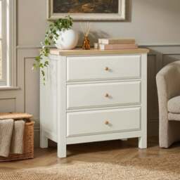 Haven White Painted 3 Chest of Drawers - Oak Top - thumbnail 5