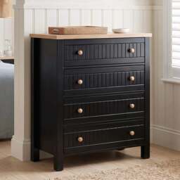 Linra Painted 4 Chest of Drawers - Bedroom Drawers - Black