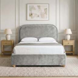 Curved Plush Velvet Ottoman Storage Bed Frame - thumbnail 3