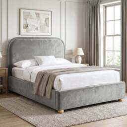 Curved Plush Velvet Ottoman Storage Bed Frame - thumbnail 1