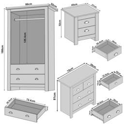 Shaker 3 Piece Bedroom Set - Wardrobe with Chest of Drawers - thumbnail 5