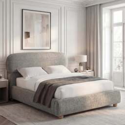 Serilya Upholstered Bed Frame with Luxury Headboard - Double (4ft6) / Grey