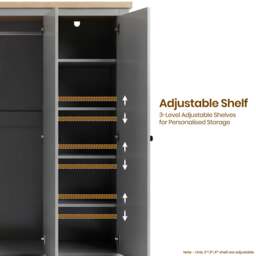 Haven Grey Painted 3 Door Wardrobe with Drawers and Shelves - thumbnail 6