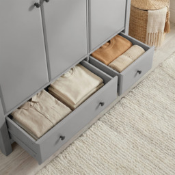 Haven Grey Painted 3 Door Wardrobe with Drawers and Shelves - thumbnail 5