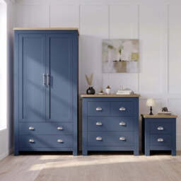 Shaker 3 Piece Bedroom Set with Wardrobe and Chest - Blue