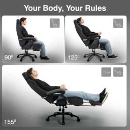 Xstriker Ergonomic Gaming Chair with Footrest & Thick Cushion Backrest - thumbnail 4