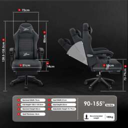 Xstriker Ergonomic Gaming Chair with Footrest & Thick Cushion Backrest - thumbnail 5