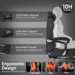 Xstriker Ergonomic Gaming Chair with Footrest & Thick Cushion Backrest - thumbnail 3