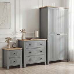 Linra Grey Painted 3 Piece Bedroom Furniture Set - Oak Top - thumbnail 1