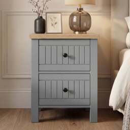 Linra Grey Painted 3 Piece Bedroom Furniture Set - Oak Top - thumbnail 4