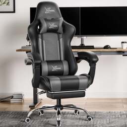 Xstriker Gaming Chair with Footrest and Lumbar Support - Grey