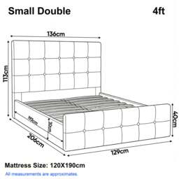 Square Velvet Ottoman Storage Bed Small Double Light Grey - thumbnail 4