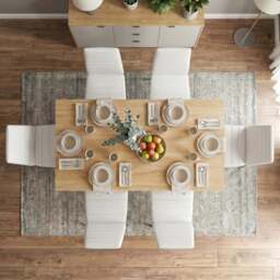 White & Pine 4-6 Seater Dining Table and Chairs Set - thumbnail 3