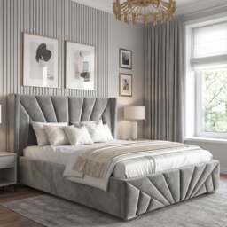 Sunrise Velvet Ottoman Storage Bed Dark Grey Small Double