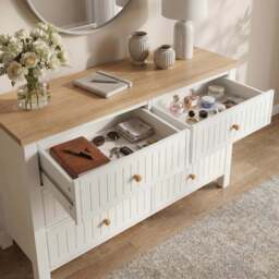 Linra White Painted Large 6 Chest of Drawers - Bedroom Dresser - thumbnail 3