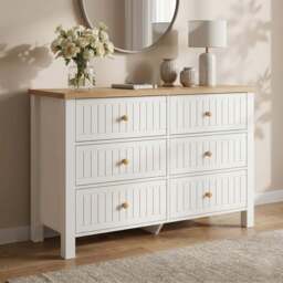 Linra White Painted Large 6 Chest of Drawers - Bedroom Dresser