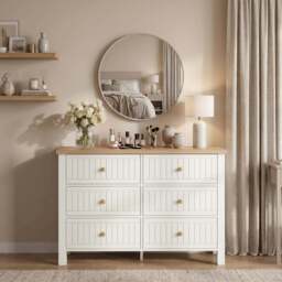 Linra White Painted Large 6 Chest of Drawers - Bedroom Dresser - thumbnail 6