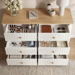 Linra White Painted Large 6 Chest of Drawers - Bedroom Dresser - thumbnail 5